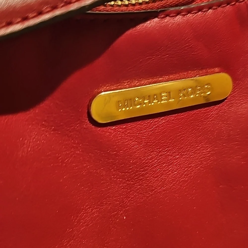 Michael Kors Red Leather Shoulder Bag Good Condition